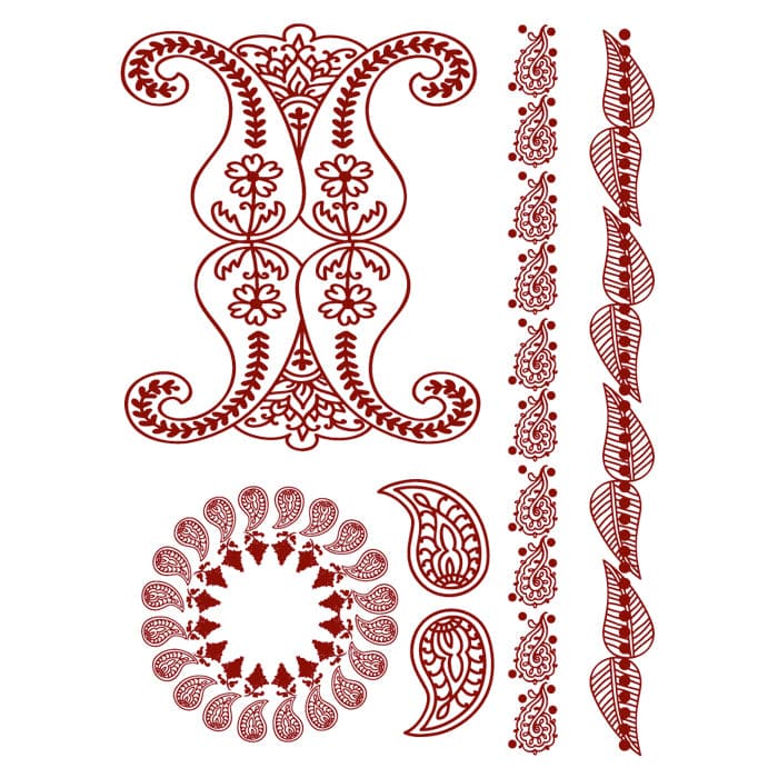Henna: Simply Red Temporary Tattoo 6 in x 4.5 in