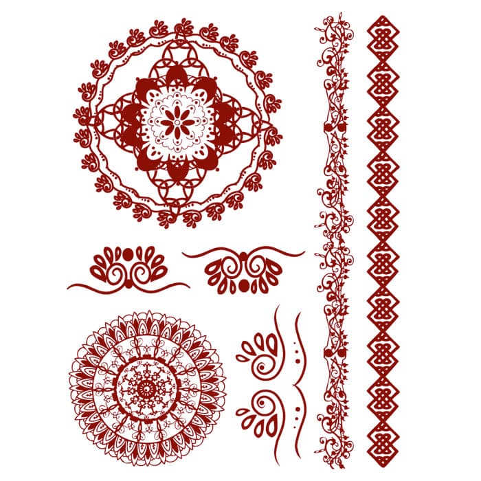 Female hand and set of traditional indian henna tattoo elements. Vector  illustration. Stock Vector | Adobe Stock