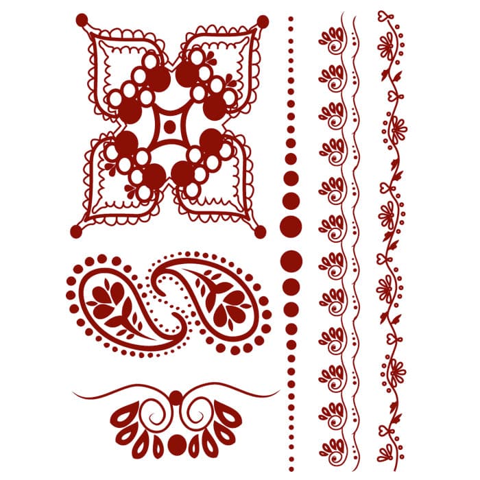 Henna: Whimsical Temporary Tattoo Set 6 in x 4.5 in