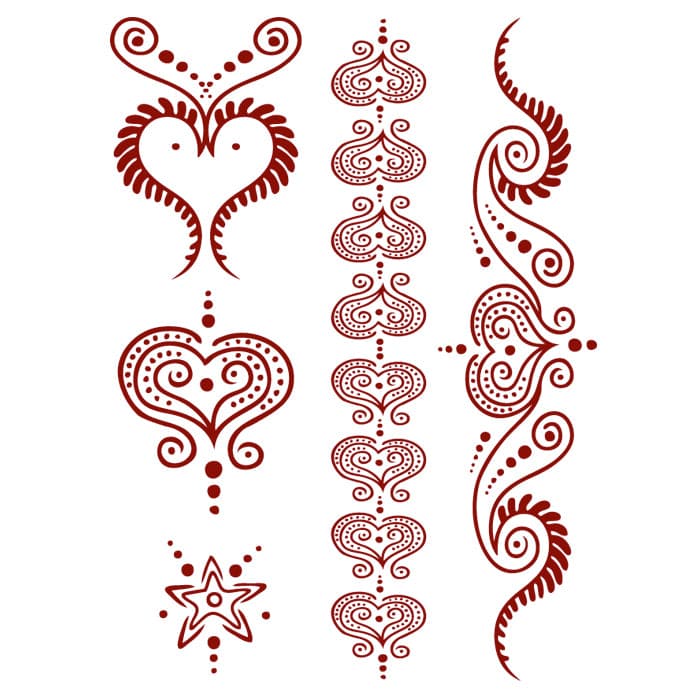 Henna: All Heart Temporary Tattoo Set 6 in x 4.5 in