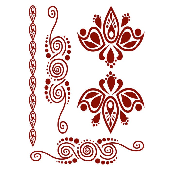 Henna: Earthy Temporary Tattoo Set 6 in x 4.5 in