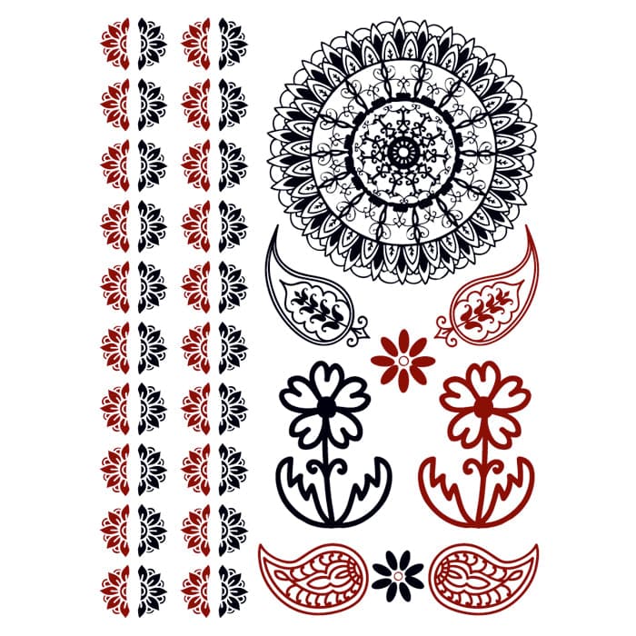 Henna: Sunlight Mandala Temporary Tattoo Set 6 in x 4.5 in