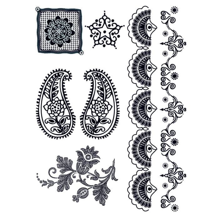 Henna: Midnight Temporary Tattoo Set 6 in x 4.5 in