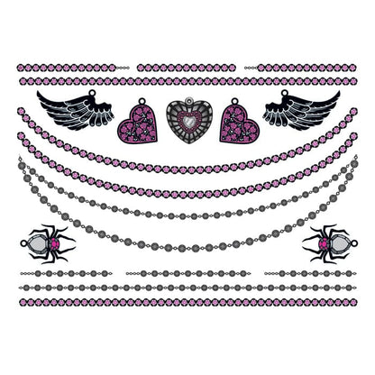 Hearts and Wings Temporary Tattoo Jewelry Set 6 in x 4.5 in