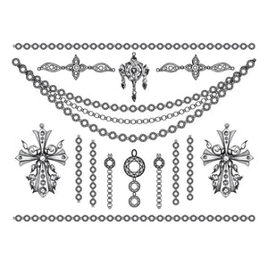 Detailed Crosses Temporary Tattoo Jewelry Set