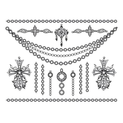 Detailed Crosses Temporary Tattoo Jewelry Set 6 in x 4.5 in