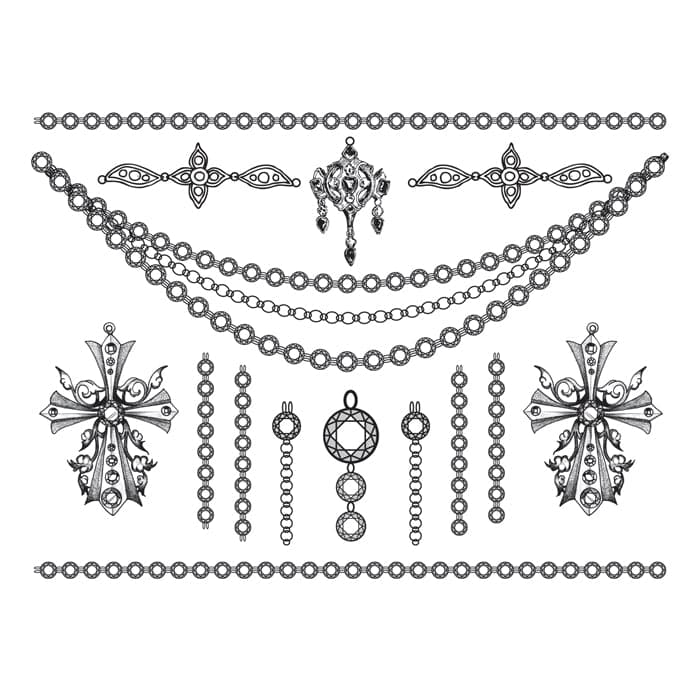 Detailed Crosses Temporary Tattoo Jewelry Set 6 in x 4.5 in