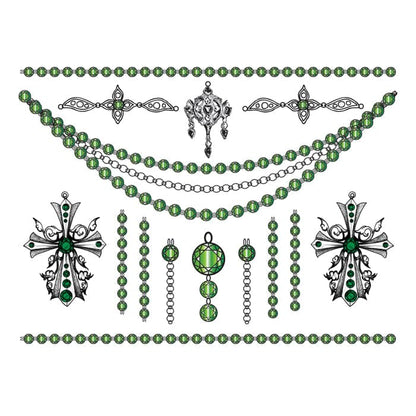 Jade Crosses Temporary Tattoo Jewelry Set 6 in x 4.5 in
