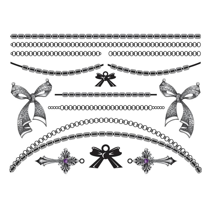 Bold in Bows Temporary Tattoo Jewelry Set 6 in x 4.5 in