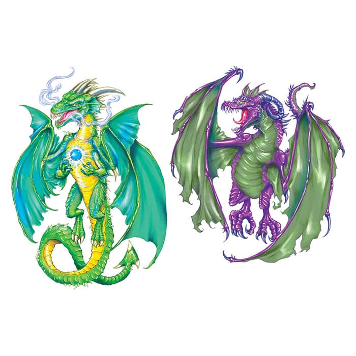 Xiuhcoatl Dragons Temporary Tattoo Set 6 in x 4.5 in
