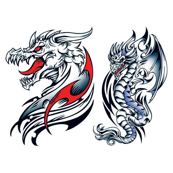 Knucker Dragons Temporary Tattoo Set 6 in x 4.5 in
