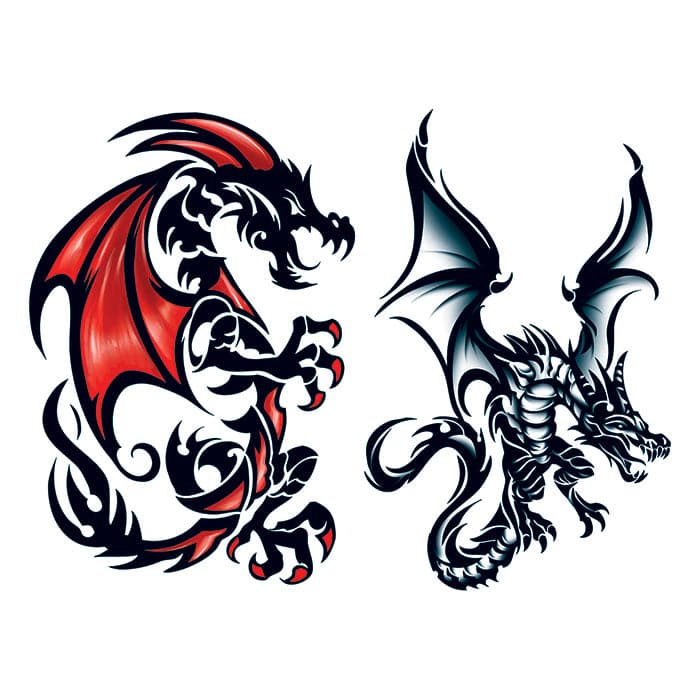 Leviathan Dragons Temporary Tattoo Set 6 in x 4.5 in