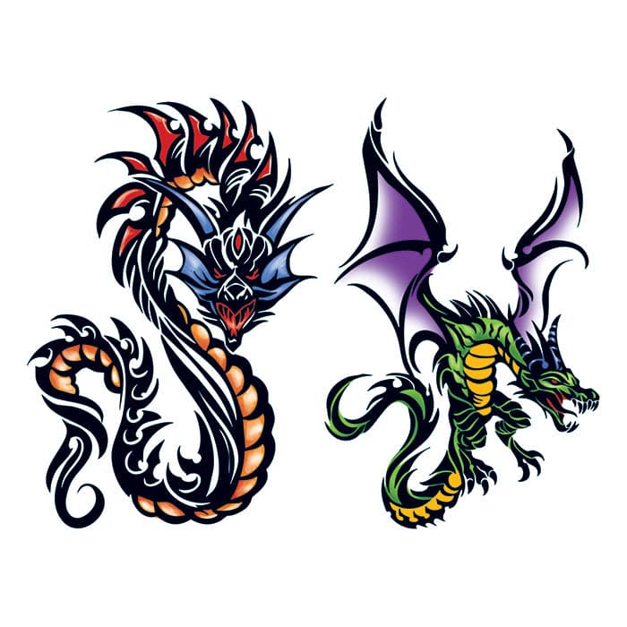 Ethelinda Dragons Temporary Tattoo Set 6 in x 4.5 in