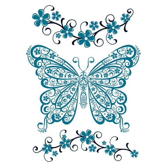 Detailed Butterfly Temporary Tattoo 6 in x 4.5 in