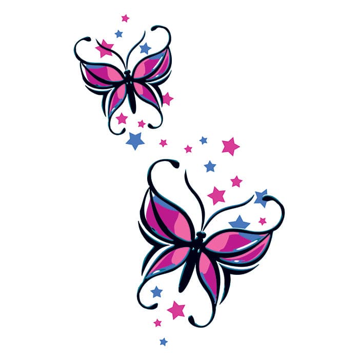 Butterflies and Stars Temporary Tattoo 7 in x 4.5 in