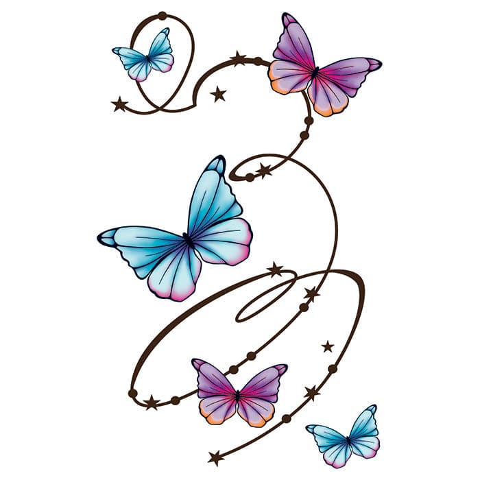 Butterfly Swirls Large Temporary Tattoo 7 in x 4.5 in
