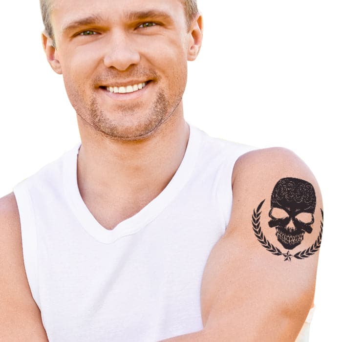 Large Tribal Skull Temporary Tattoo 5.5 in x 5 in