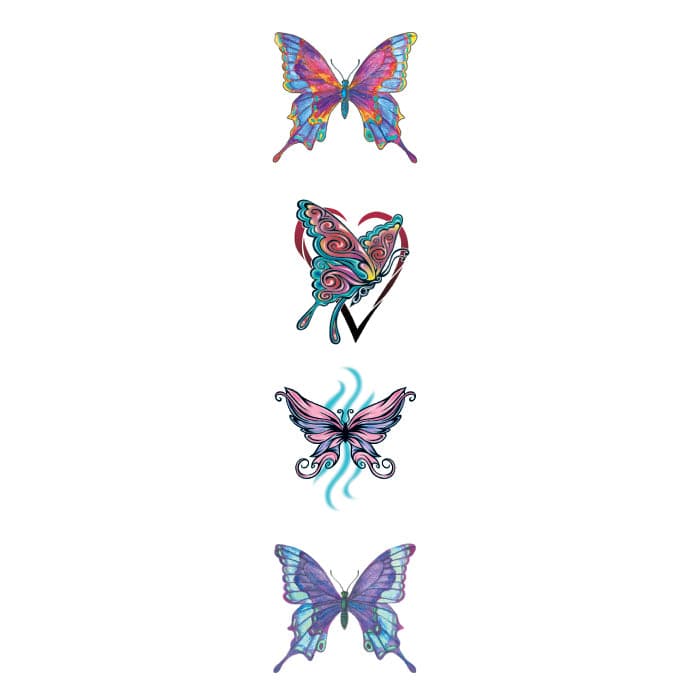 Various Butterflies Temporary Tattoo Set 3.5 in x 1.5 in