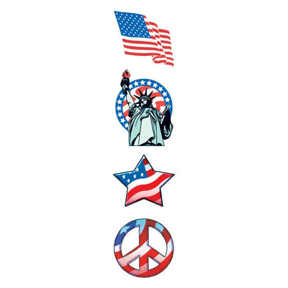 Patriotic Holiday Party Temporary Tattoo Set 3.5 in x 1.5 in