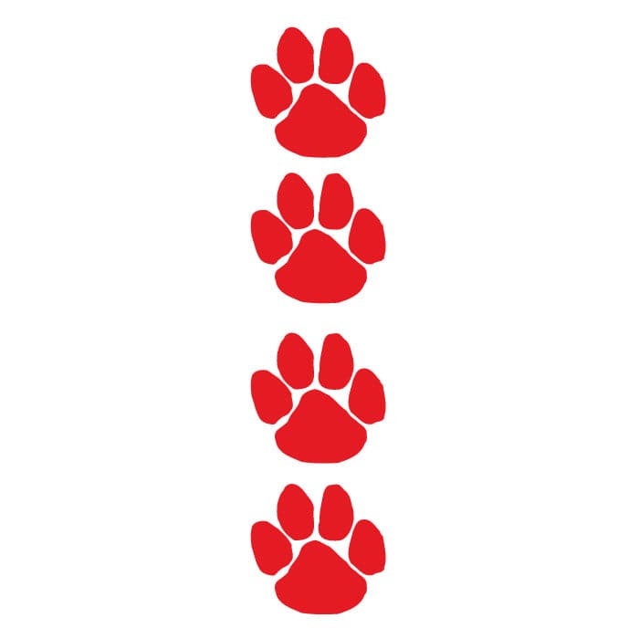Red Paw Prints Temporary Tattoo Set 3.5 in x 1.5 in