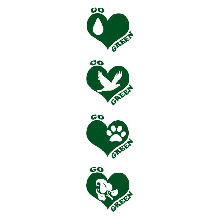 Go Green Temporary Tattoo Set 3.5 in x 1.5 in