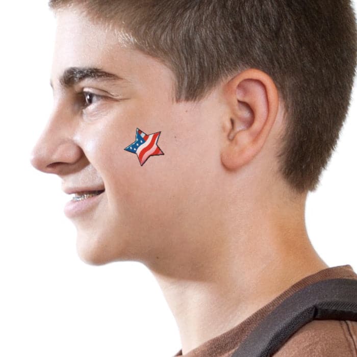 Patriotic Star Temporary Tattoo 1.5 in x 1.5 in