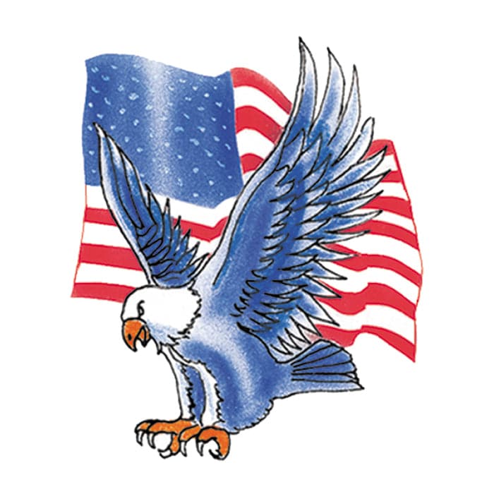 Blue Eagle with Flag Temporary Tattoo 2 in x 2 in