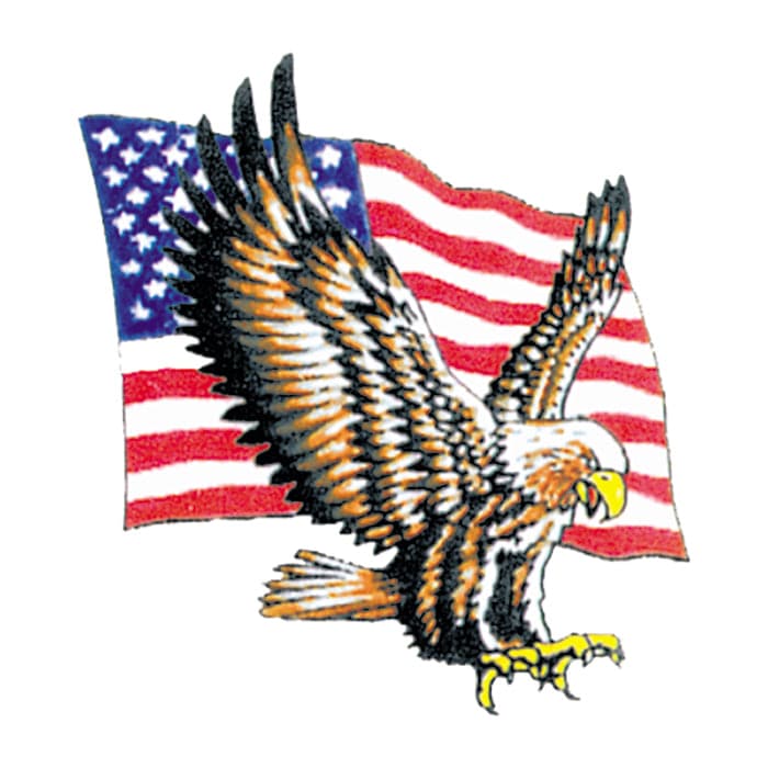 Bald Eagle with Flag Temporary Tattoo 2 in x 2 in