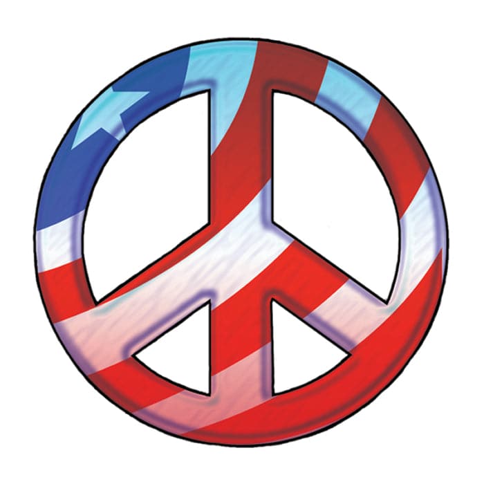 Patriotic Peace Symbol Temporary Tattoo 2 in x 2 in