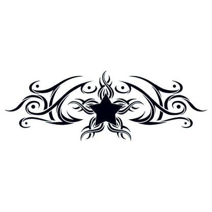 Tribal Star Design Lower Back Temporary Tattoo 6 in x 3 in