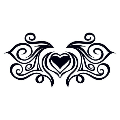 Tribal Heartstrings Lower Back Temporary Tattoo 6 in x 3 in