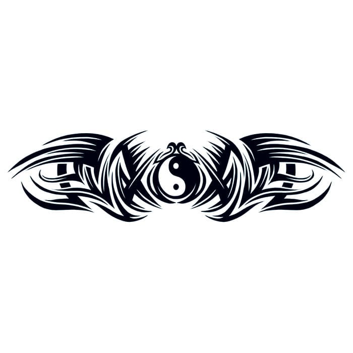 Tribal Duality Lower Back Temporary Tattoo 2 in x 6 in