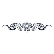 Henna: All Heart Lower Back Temporary Tattoo 6 in x 2 in
