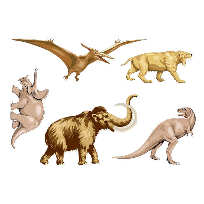 Prehistoric Pals Temporary Tattoo 3.5 in x 2.5 in