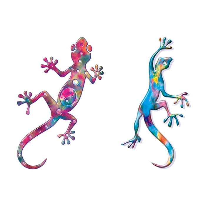 Two Geckos Temporary Tattoos 3.5 in x 2.5 in