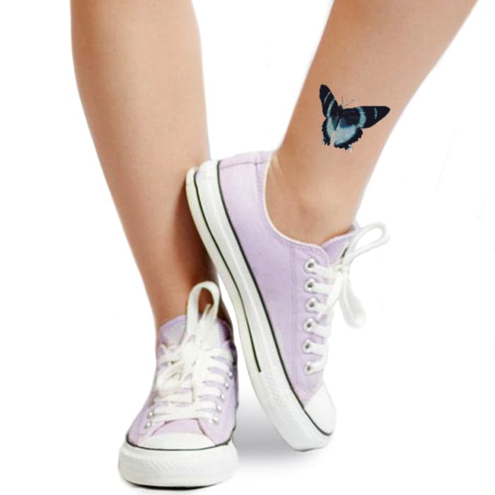 Blue Elegance Butterfly Temporary Tattoo 3.5 in x 2.5 in