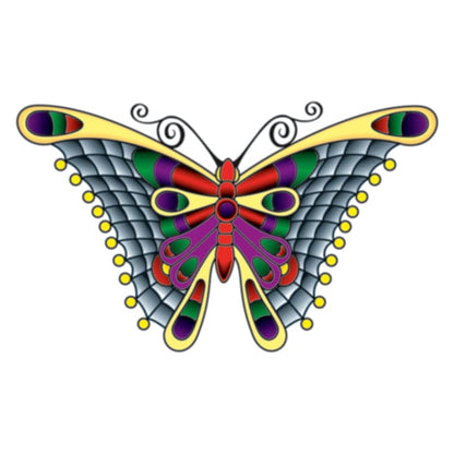 Stained Glass Butterfly Temporary Tattoo 3.5 in x 2.5 in