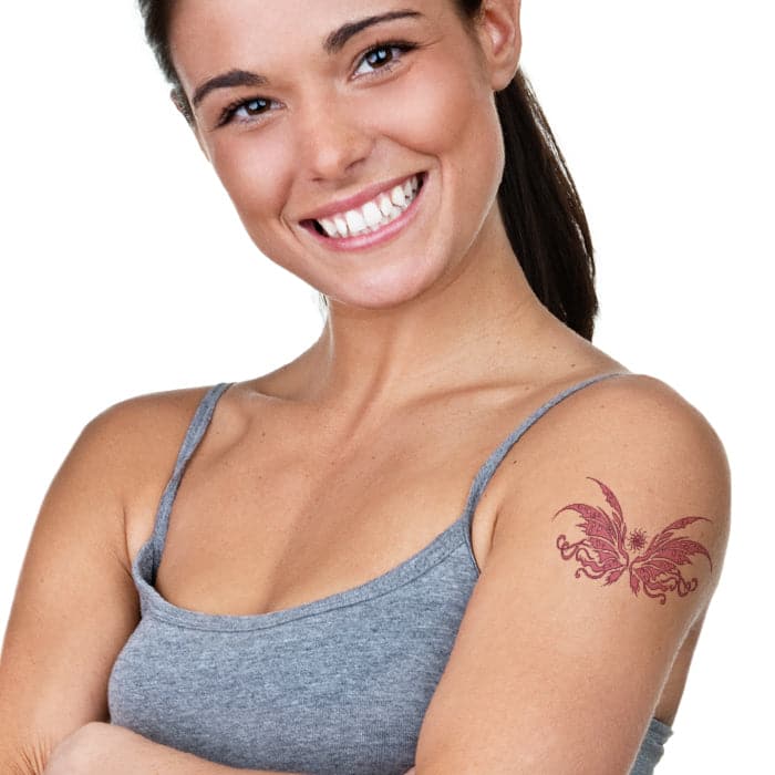 Pink Tribal Butterfly Temporary Tattoo 3.5 in x 2.5 in
