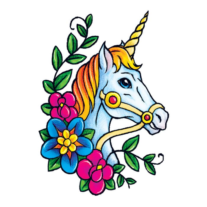 Classic Girls: Unicorn Temporary Tattoo 3.5 in x 2.5 in