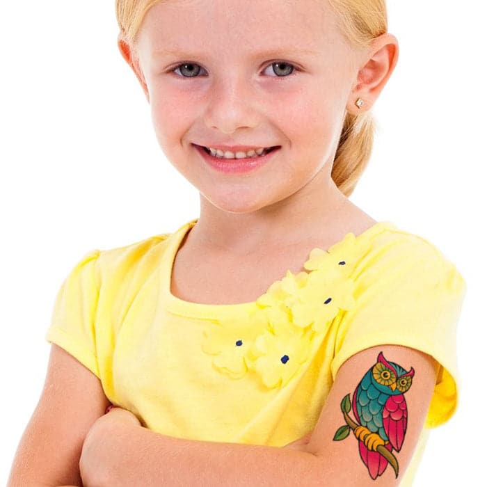 Classic Girls: Owl Temporary Tattoo 3.5 in x 2.5 in