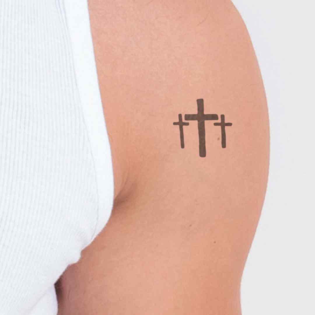 Hand Drawn Cross Temporary Tattoos Set of 3 3 in x 3 in