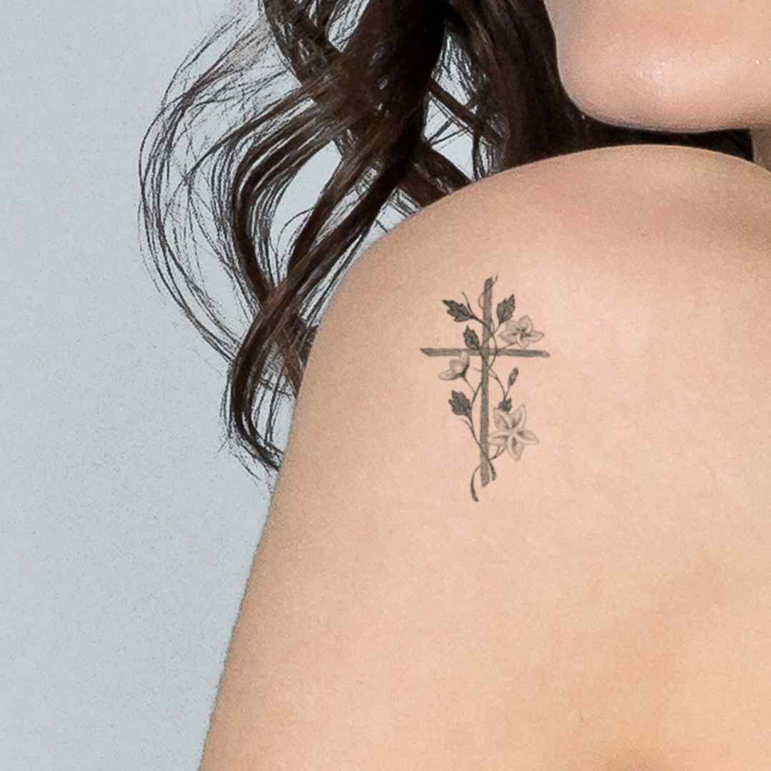 Hand Drawn Cross Temporary Tattoos Set of 3 3 in x 3 in