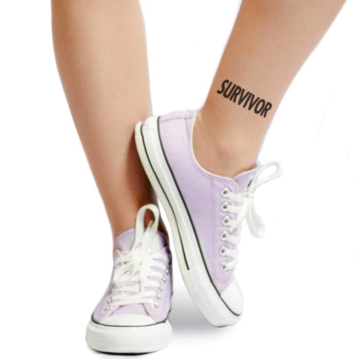 Survivor Temporary Tattoo (Black) 3 in x 1.5 in