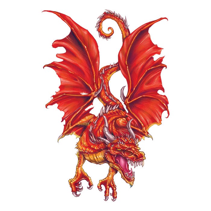 Flaming Red Dragon Temporary Tattoo 3.5 in x 2.5 in