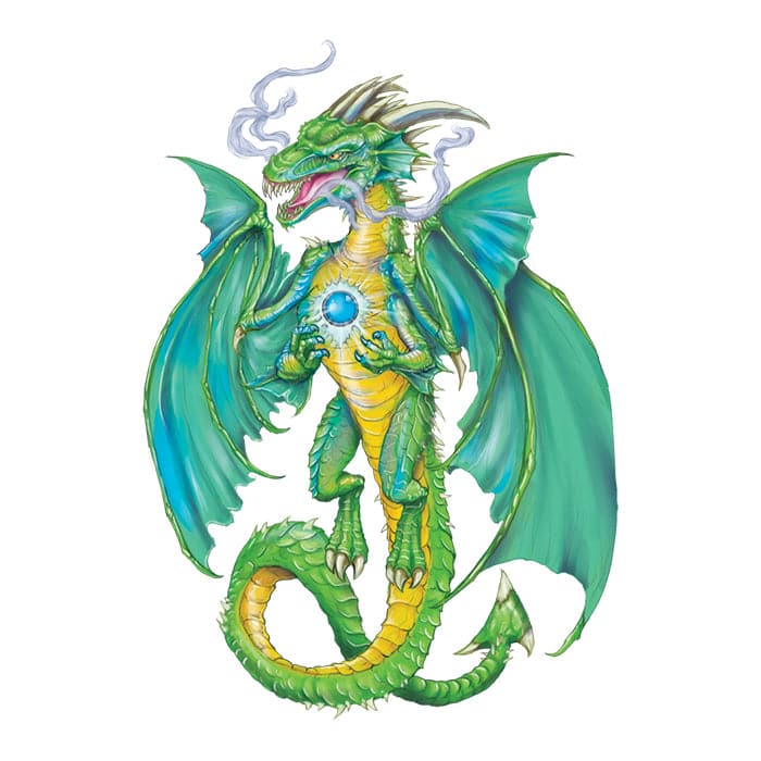 Smokin' Green Dragon Temporary Tattoo 3.5 in x 2.5 in