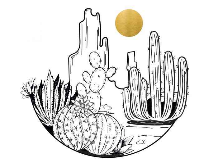 Desert Cactus Moon Temporary Tattoo