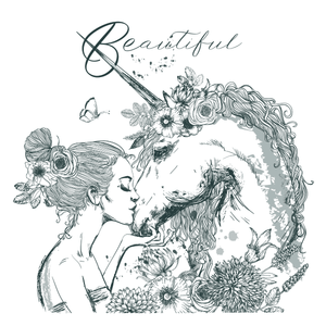 Enchanted Beauty Woman Unicorn Temporary Tattoo