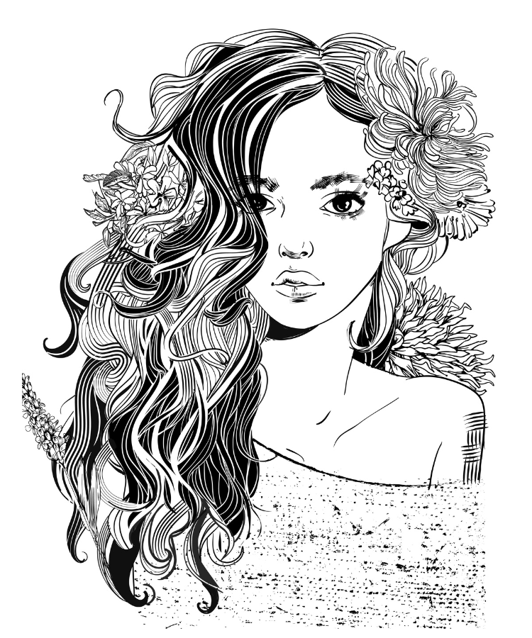 Flowing Locks and Flowers  Temporry Tattoo 2.5 in x 3 in