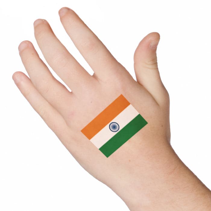 Flag of India Temporary Tattoo 2 in x 1.5 in