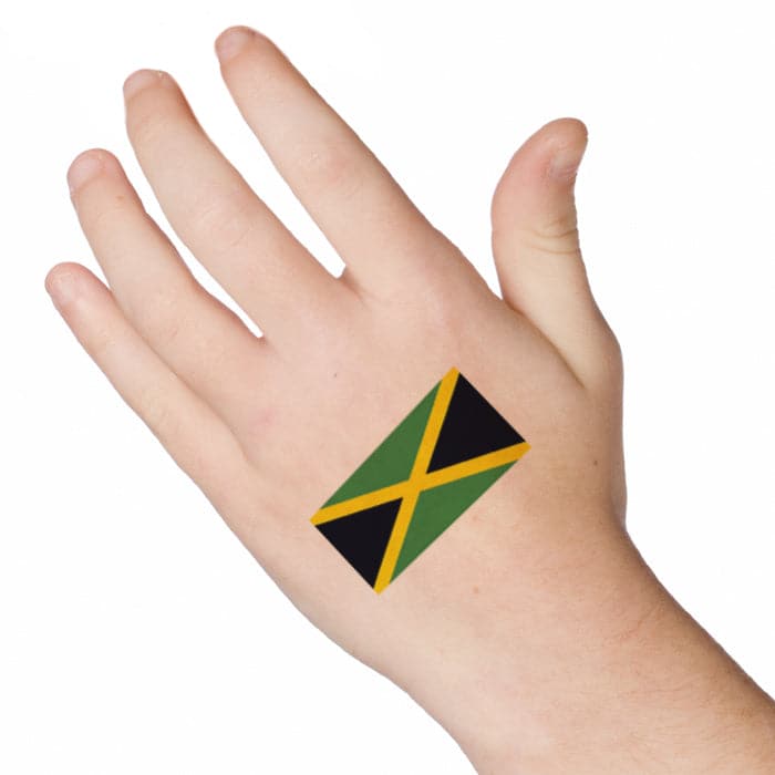 Flag of Jamaica Temporary Tattoo 2 in x 1.5 in